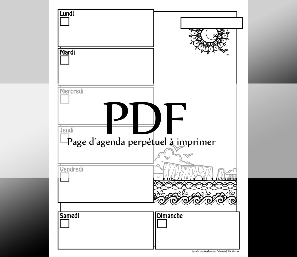 Page #0201 Agenda perpétuel - Téléchargement instantané - PDF à imprimer, ROCHER PERCÉ, Gaspésie