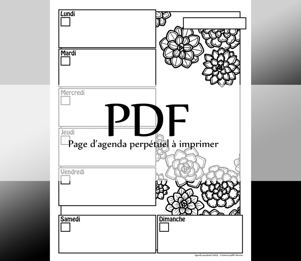 Page #0203 Agenda perpétuel - Téléchargement instantané - PDF à imprimer, SUCCULENTES, plantes