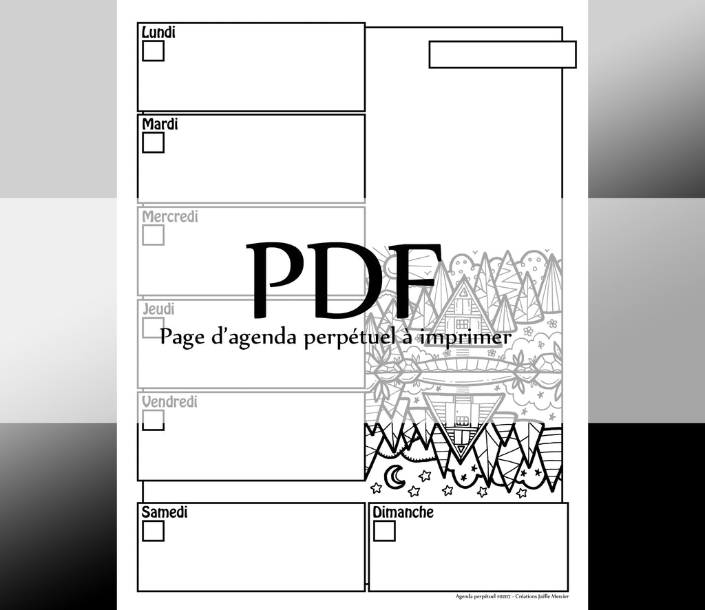 Page #0207 Agenda perpétuel - Téléchargement instantané - PDF à imprimer, CHALET TRIANGLE