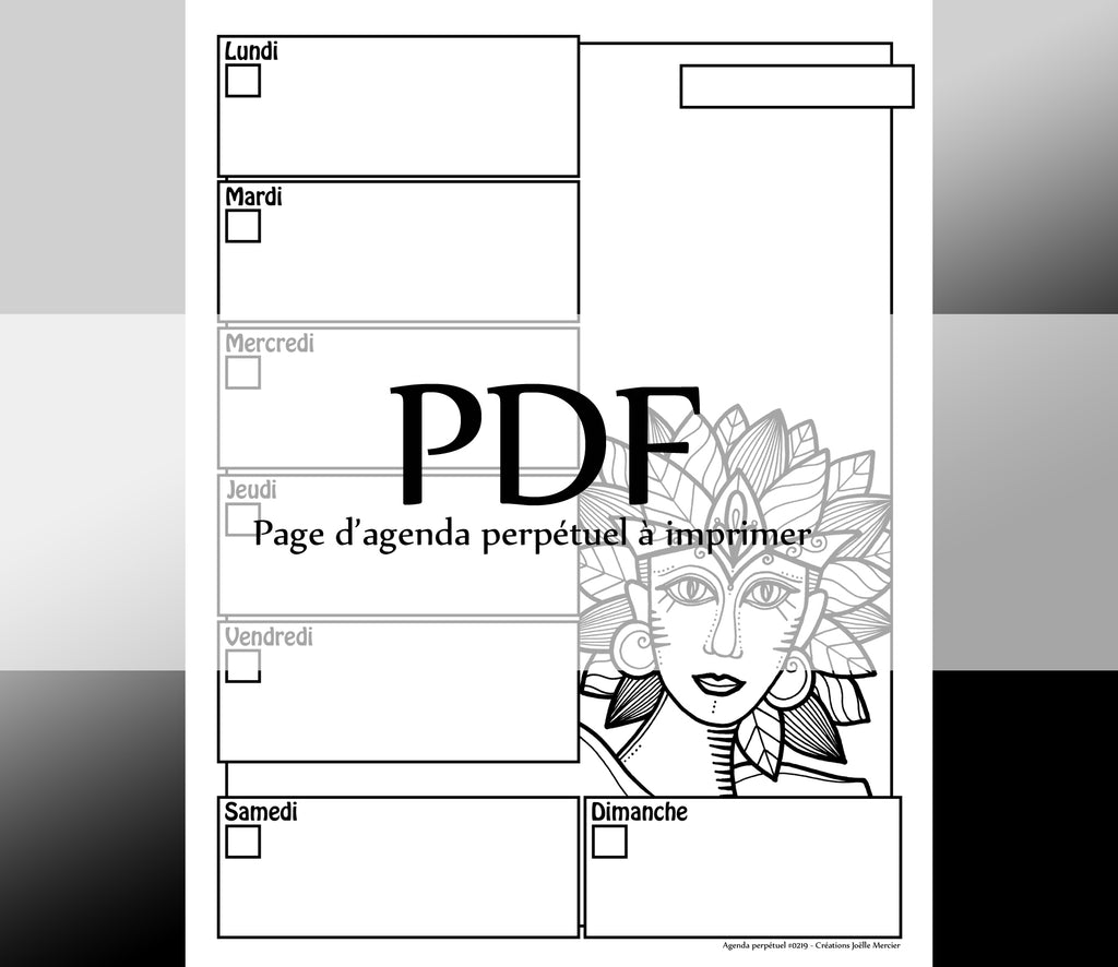 Page #0219 Agenda perpétuel - Téléchargement instantané - PDF à imprimer, FEMME DE LA FORÊT