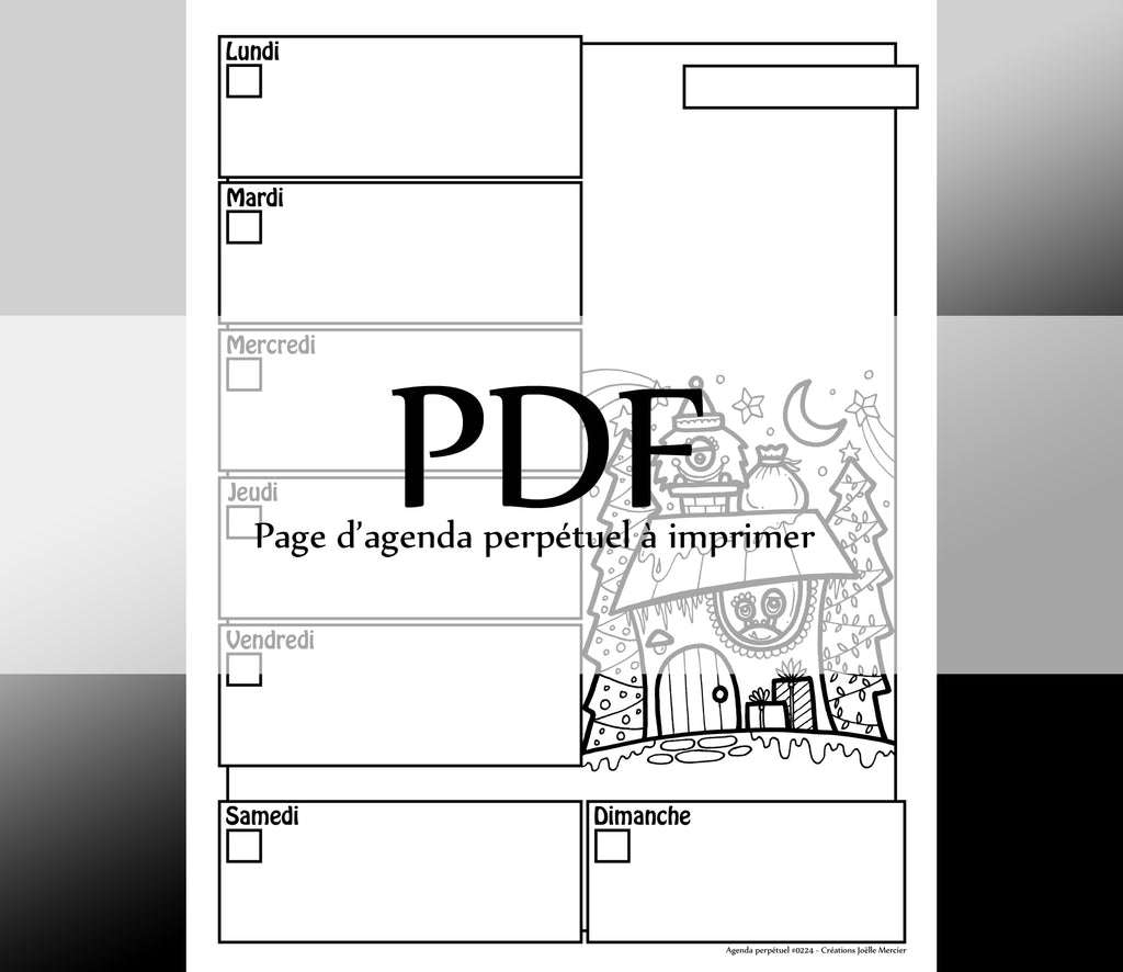 Page #0224 Agenda perpétuel - Téléchargement instantané - PDF à imprimer, MAISON DES MONSTRES DE NOËL