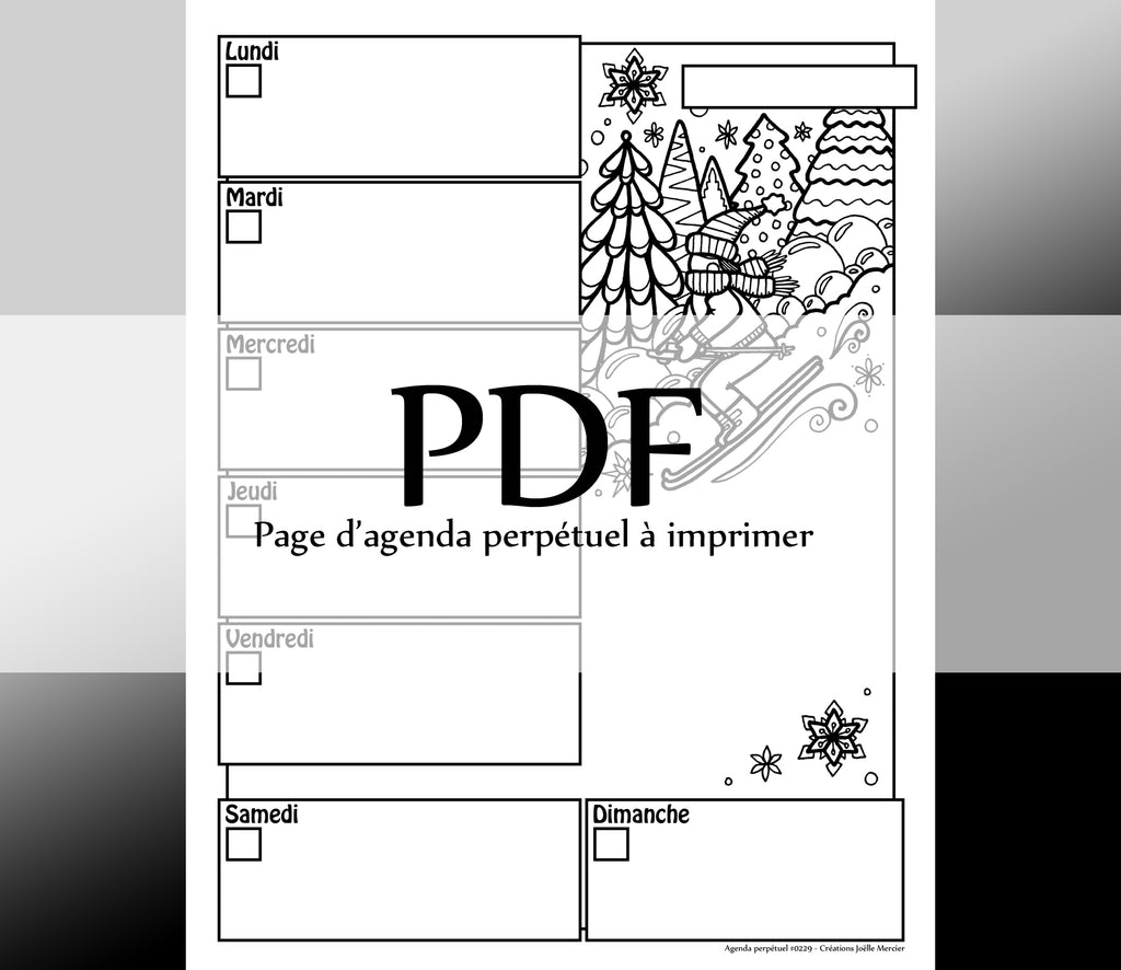 Page #0229 Agenda perpétuel - Téléchargement instantané - PDF à imprimer, SKI ALPIN, hiver, sport