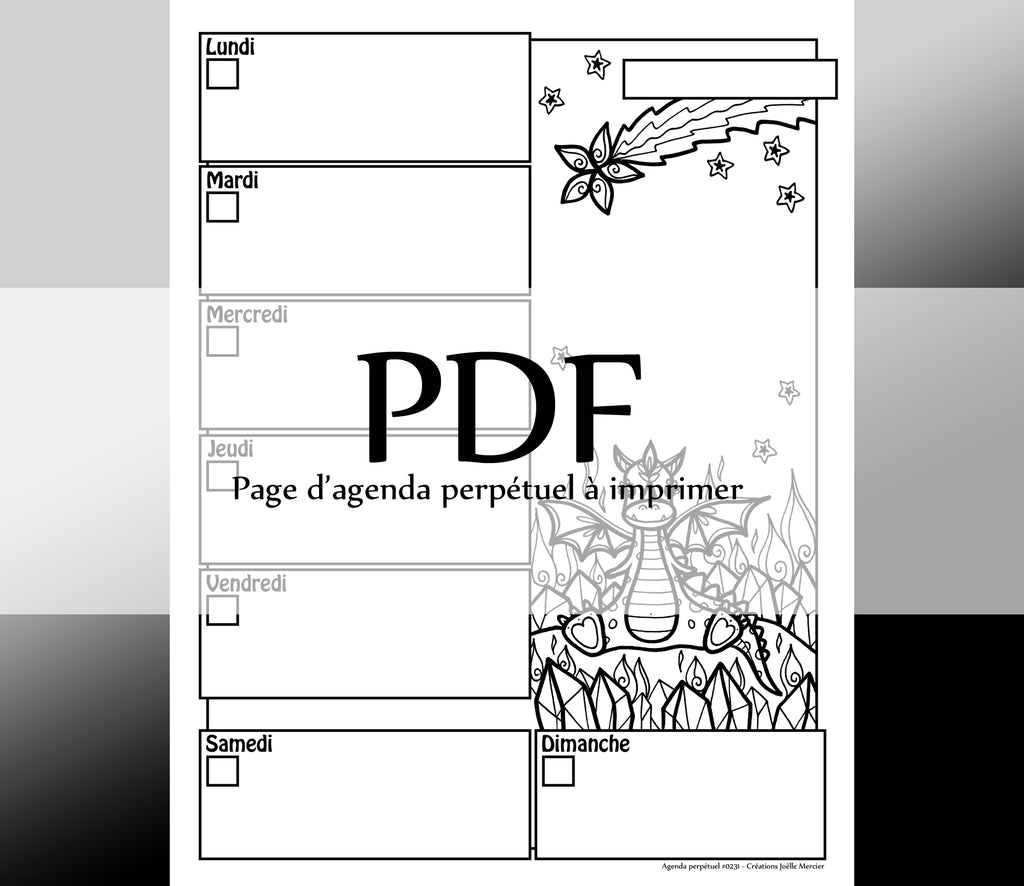 Page #0231 Agenda perpétuel - Téléchargement instantané - PDF à imprimer, BÉBÉ DRAGON
