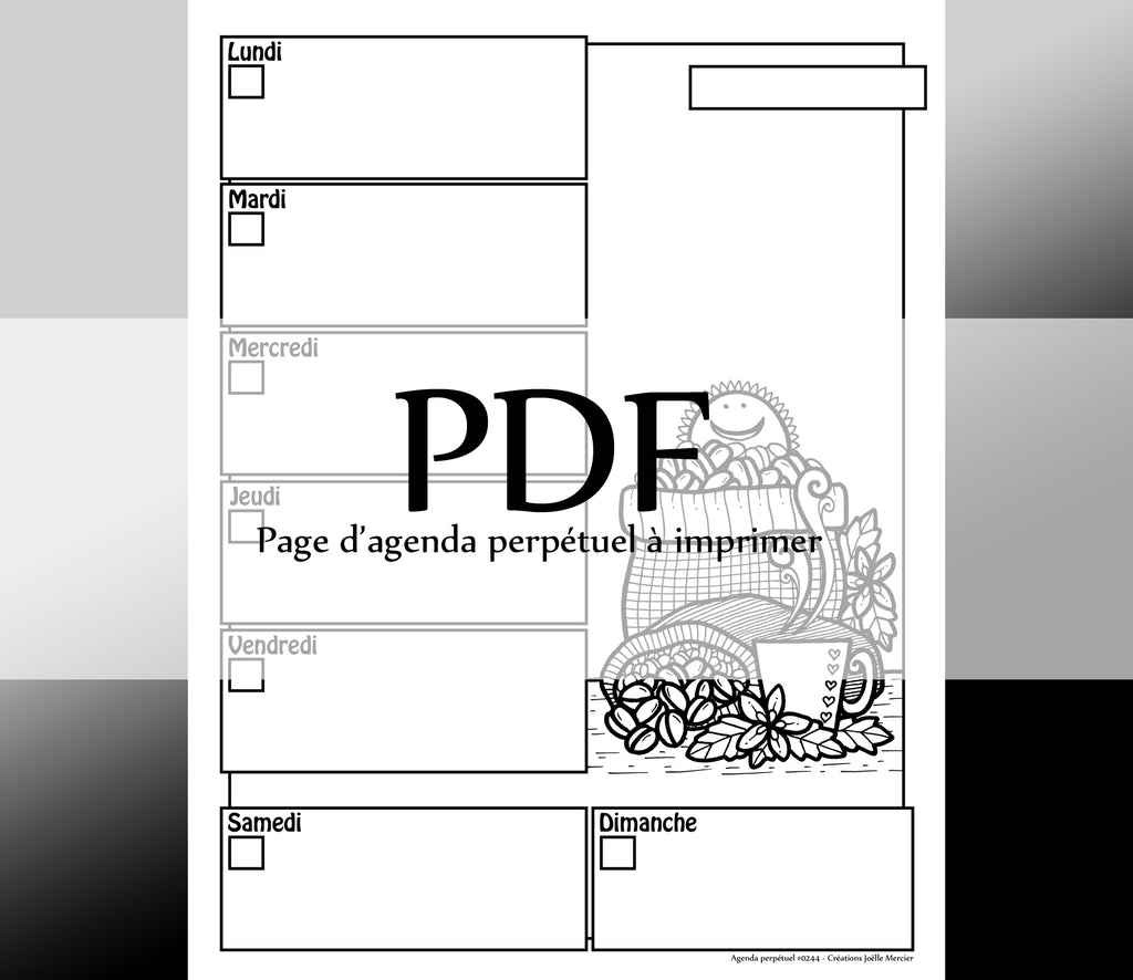 Page #0244 Agenda perpétuel - Téléchargement instantané - PDF à imprimer, GRAINS DE CAFÉ