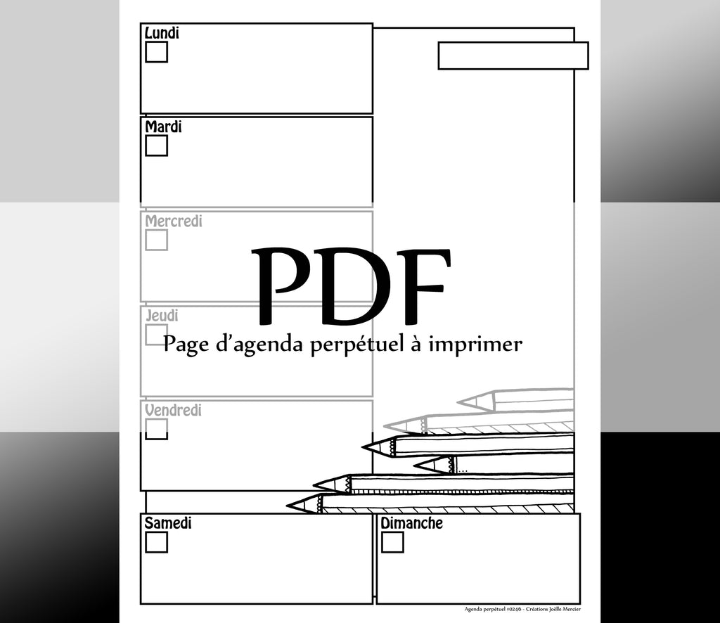 Page #0246 Agenda perpétuel - Téléchargement instantané - PDF à imprimer, CRAYONS