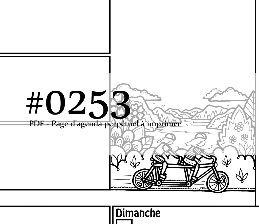 Page #0253 Agenda perpétuel - Téléchargement instantané - PDF à imprimer, TANDEM, vélo