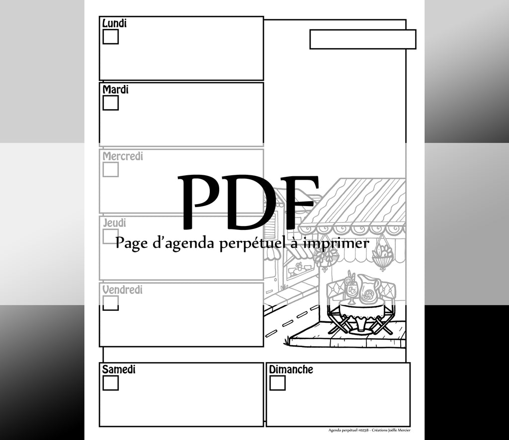 Page #0258 Agenda perpétuel - Téléchargement instantané - PDF à imprimer, SANGRIA SUR LA TERRASSE, été