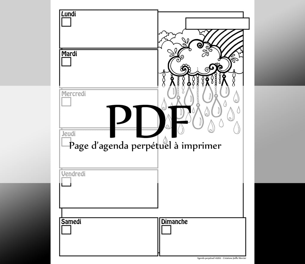 Page #0262 Agenda perpétuel - Téléchargement instantané - PDF à imprimer, NUAGE DE PLUIE