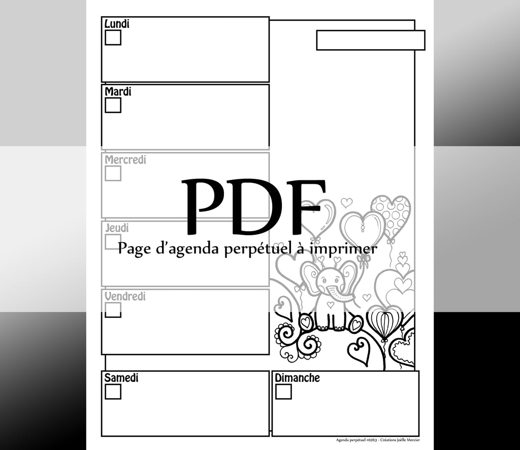 Page #0263 Agenda perpétuel - Téléchargement instantané - PDF à imprimer, ÉLÉPHANTEAU D'AMOUR