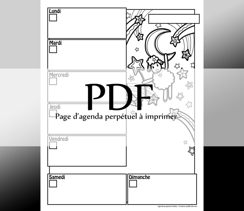 Page #0269 Agenda perpétuel - Téléchargement instantané - PDF à imprimer, MOUTON DANS LES ÉTOILES