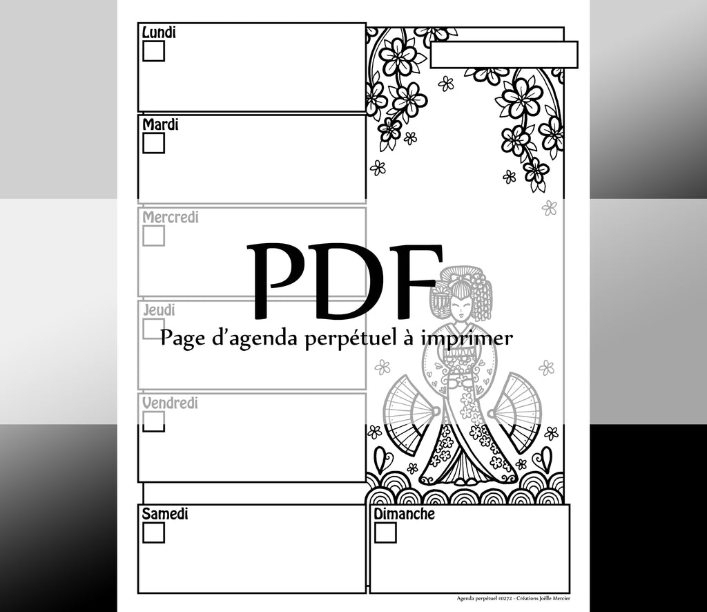 Page #0272 Agenda perpétuel - Téléchargement instantané - PDF à imprimer, GEISHA