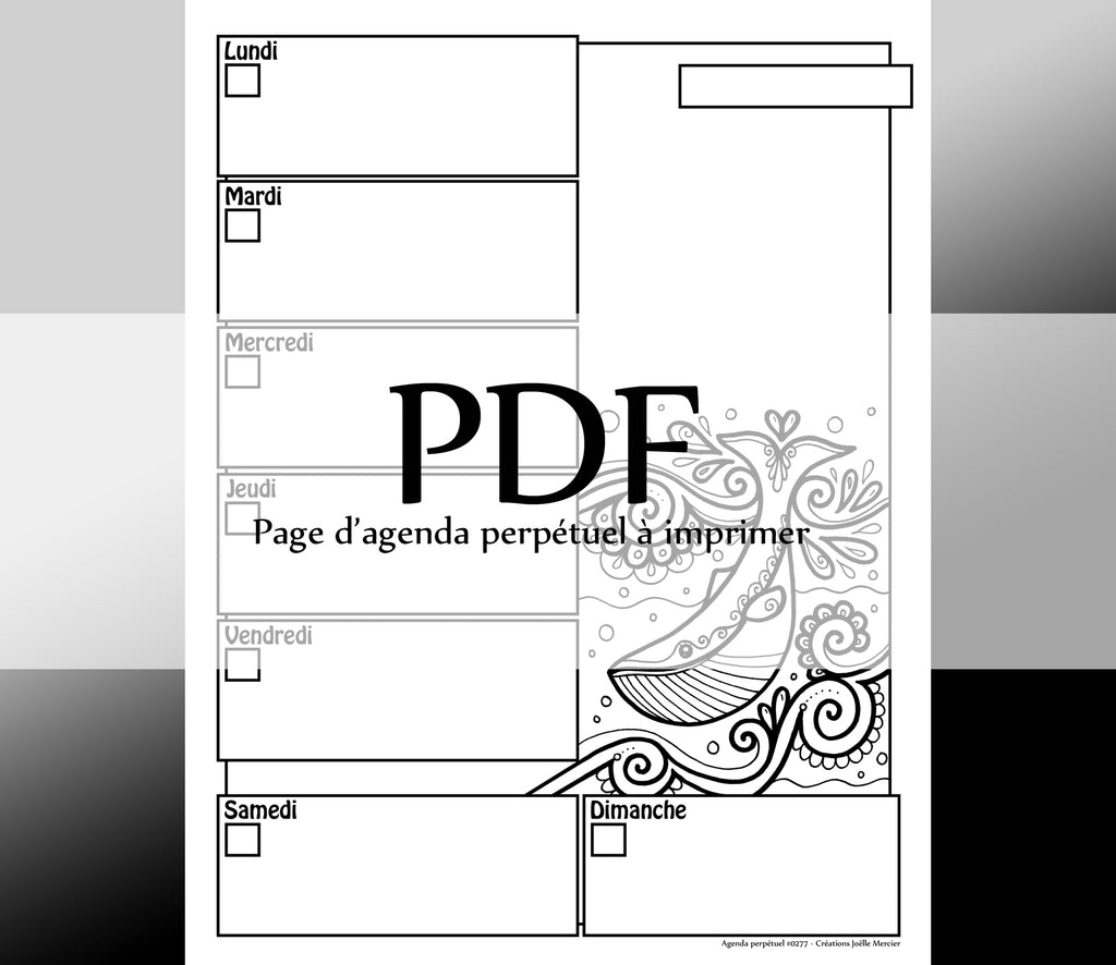 Page #0277 Agenda perpétuel - Téléchargement instantané - PDF à imprimer, BALEINE