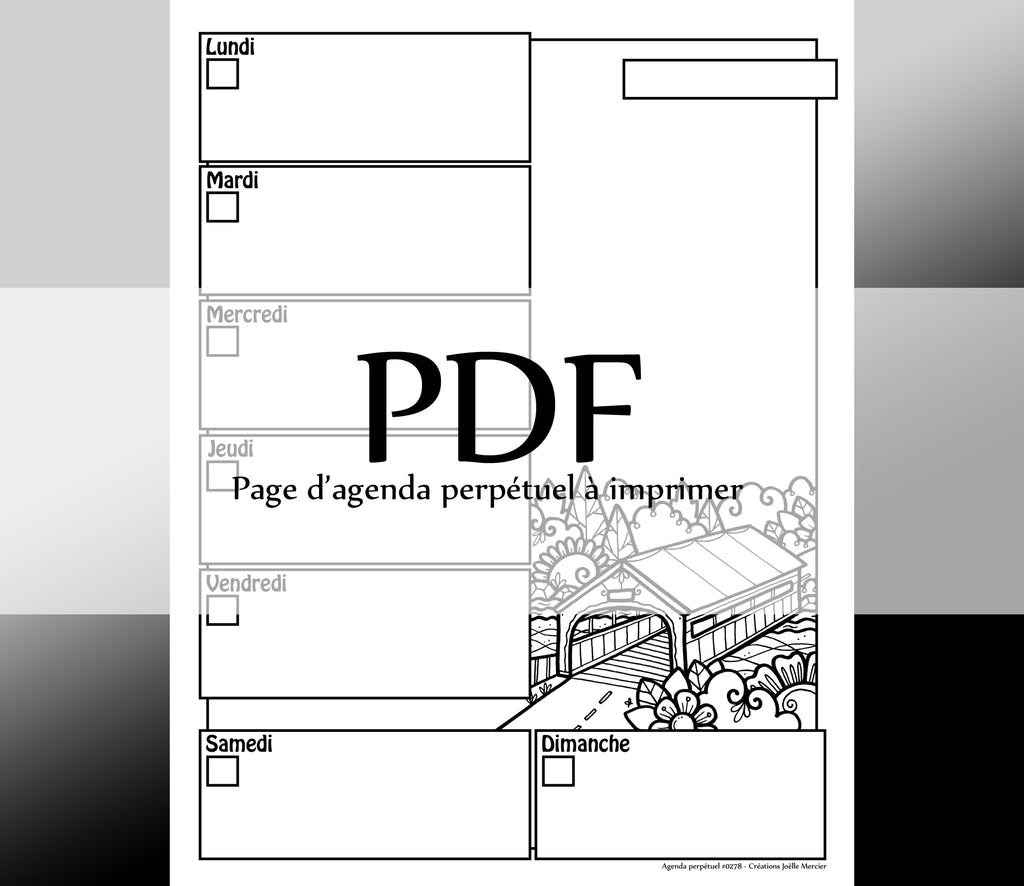 Page #0278 Agenda perpétuel - Téléchargement instantané - PDF à imprimer, PONT COUVERT