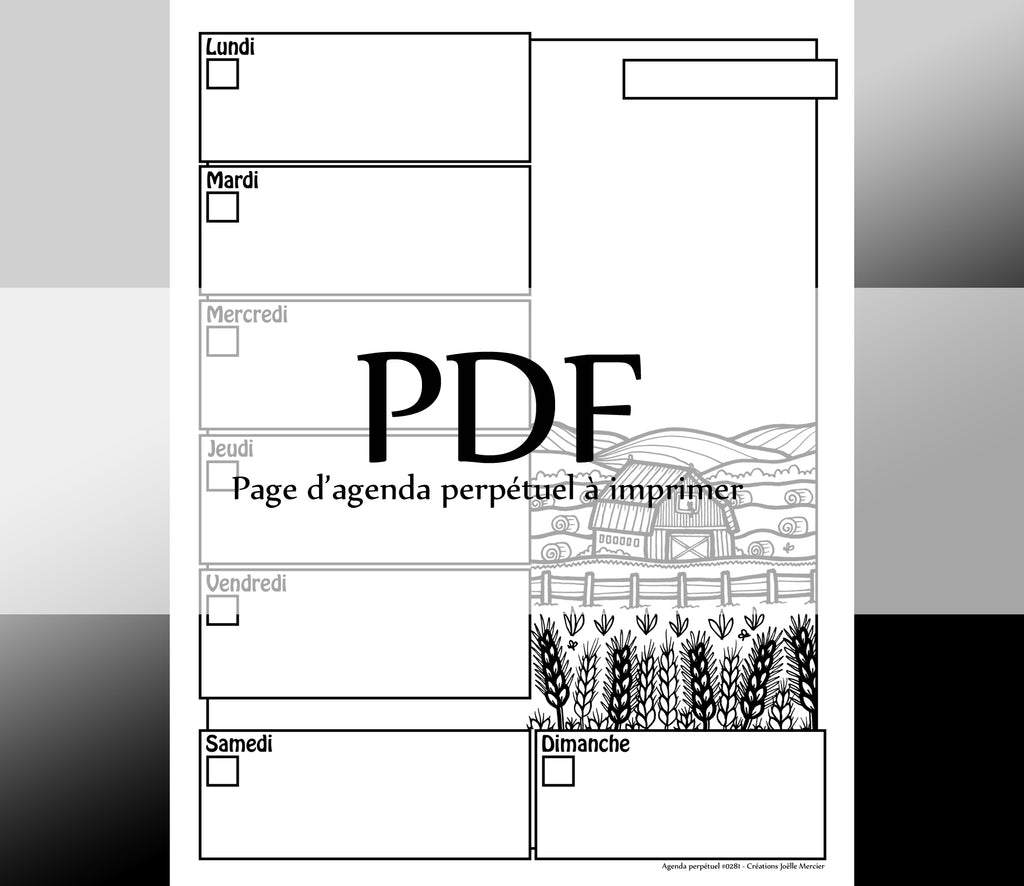 Page #0281 Agenda perpétuel - Téléchargement instantané - PDF à imprimer, LA GRANGE