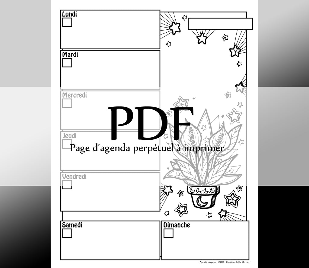 Page #0282 Agenda perpétuel - Téléchargement instantané - PDF à imprimer, FLEUR DE LUNE