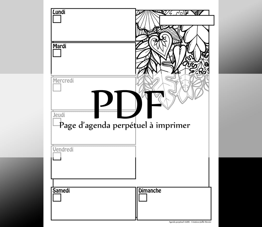 Page #0286 Agenda perpétuel - Téléchargement instantané - PDF à imprimer, FEUILLAGE DIVERS