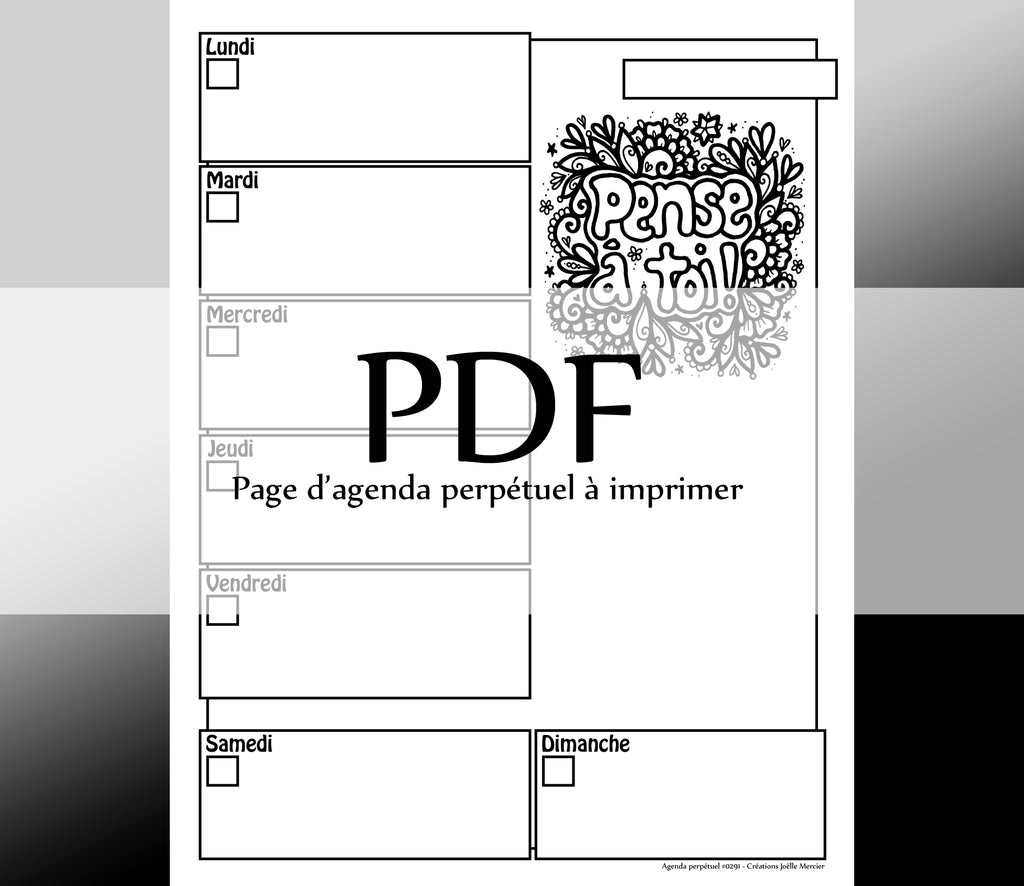 Page #0291 Agenda perpétuel - Téléchargement instantané - PDF à imprimer, PENSE À TOI