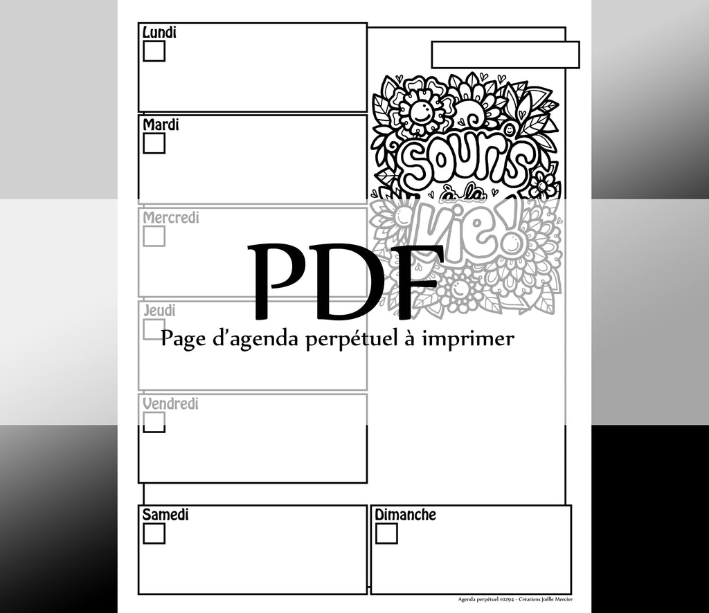 Page #0294 Agenda perpétuel - Téléchargement instantané - PDF à imprimer, SOURIS À LA VIE