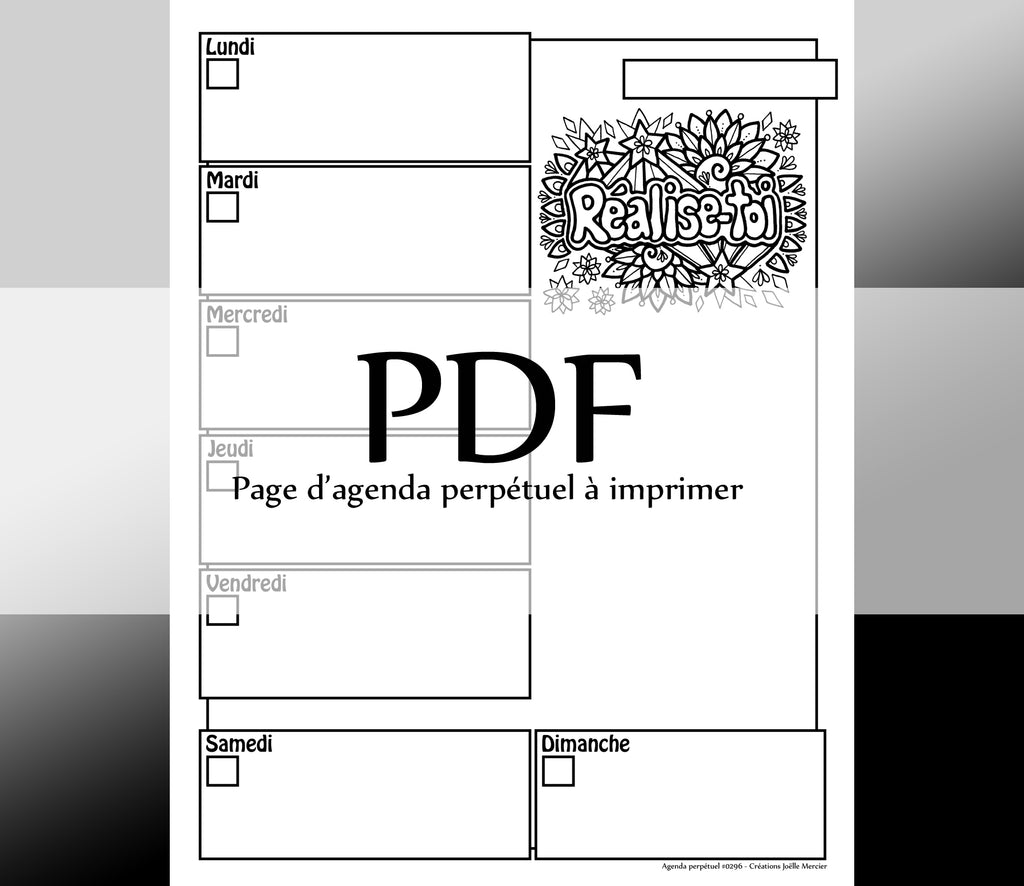 Page #0296 Agenda perpétuel - Téléchargement instantané - PDF à imprimer, RÉALISE-TOI