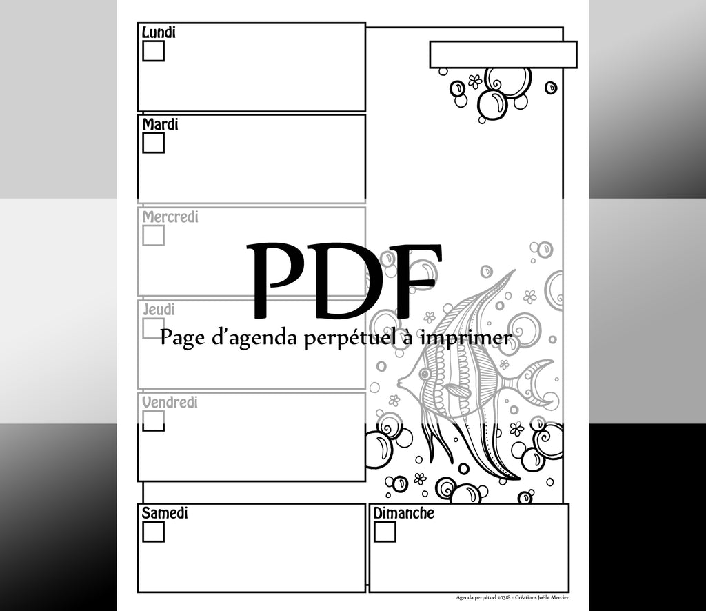 Page #0318 Agenda perpétuel - Téléchargement instantané - PDF à imprimer, POISSON-ANGE