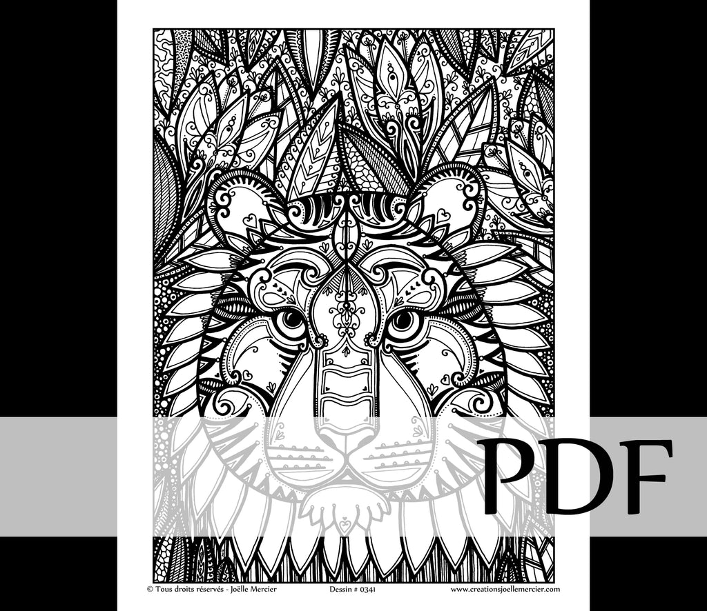 Téléchargement instantané - PDF à imprimer et colorier - Tigre de l'amour #0341
