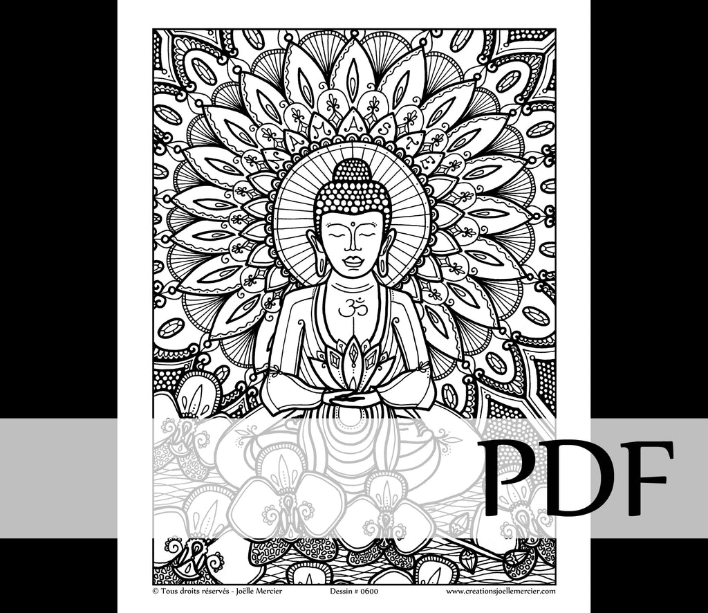 Téléchargement instantané - PDF à imprimer et colorier - Bouddha #0600