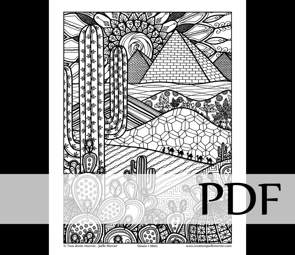 Téléchargement instantané - PDF à imprimer et colorier - Pyramides d'Egypte #0602