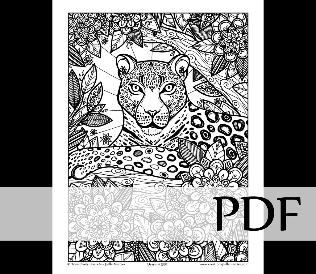 Téléchargement instantané - PDF à imprimer et colorier - Jaguar #3182