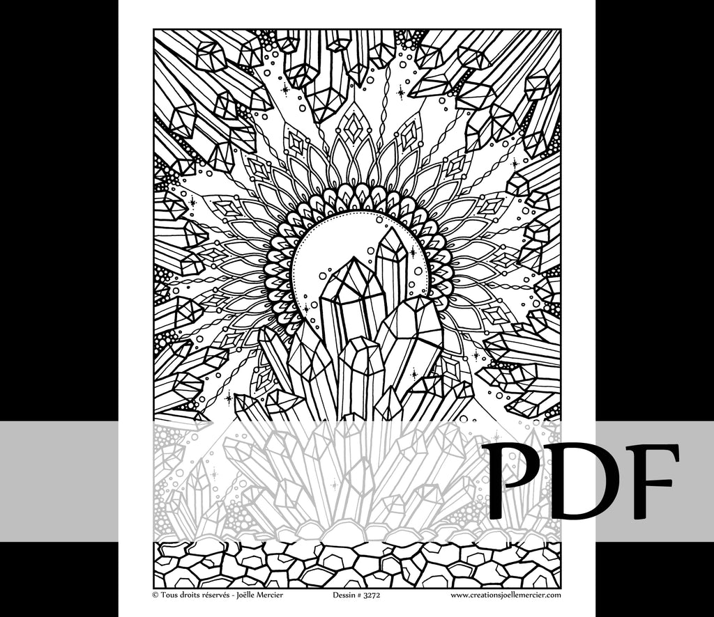 Téléchargement instantané - PDF à imprimer et colorier - Cristaux #3272