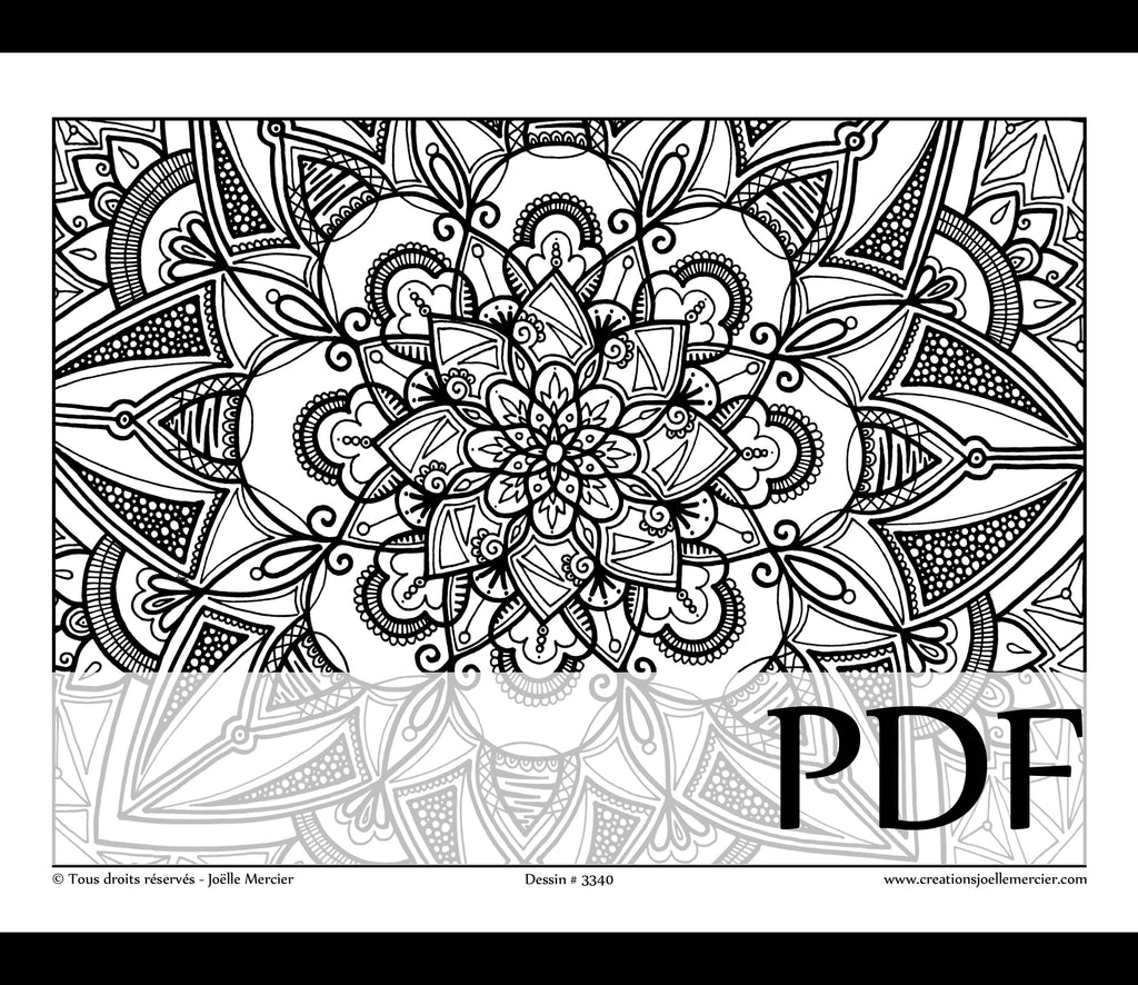 Téléchargement instantané - PDF à imprimer et colorier - Fleur Mandala #3340