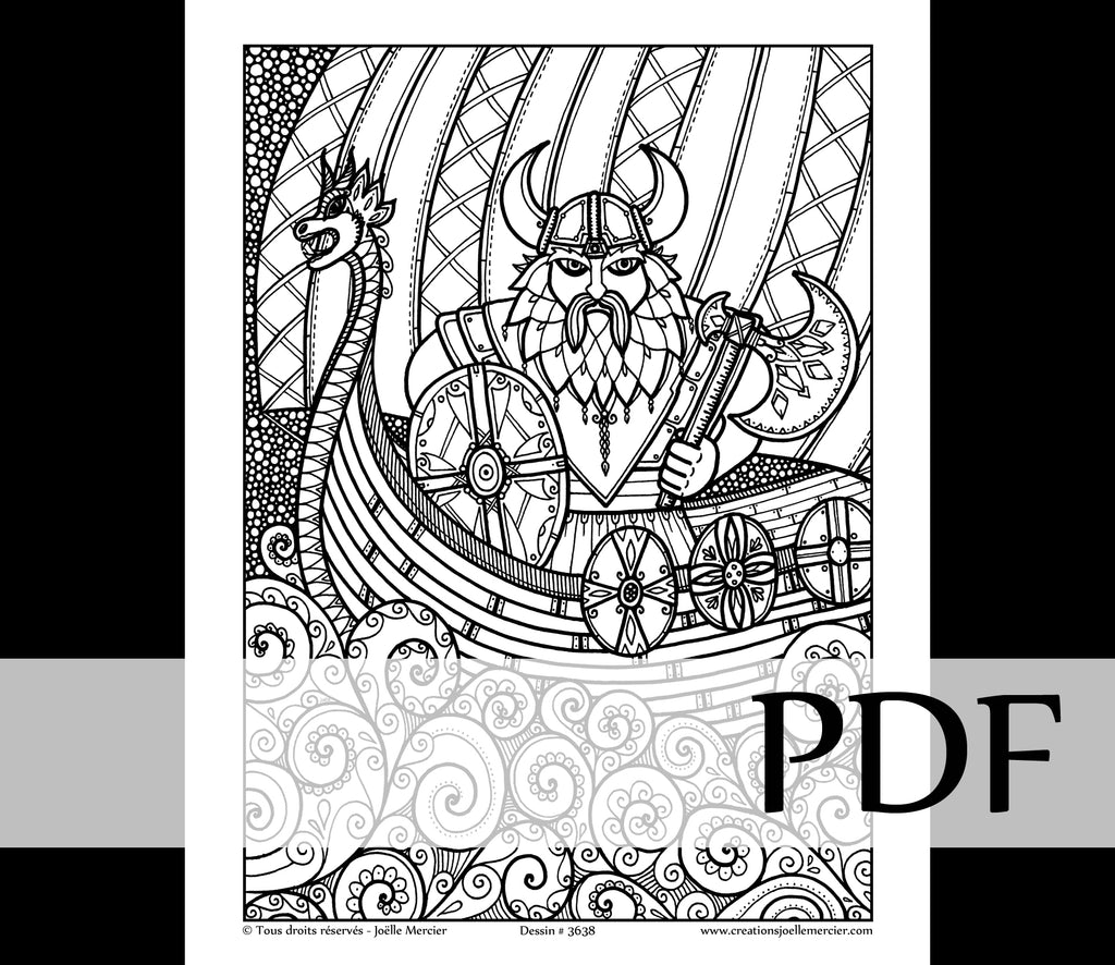 Téléchargement instantané - PDF à imprimer et colorier - Viking #3638