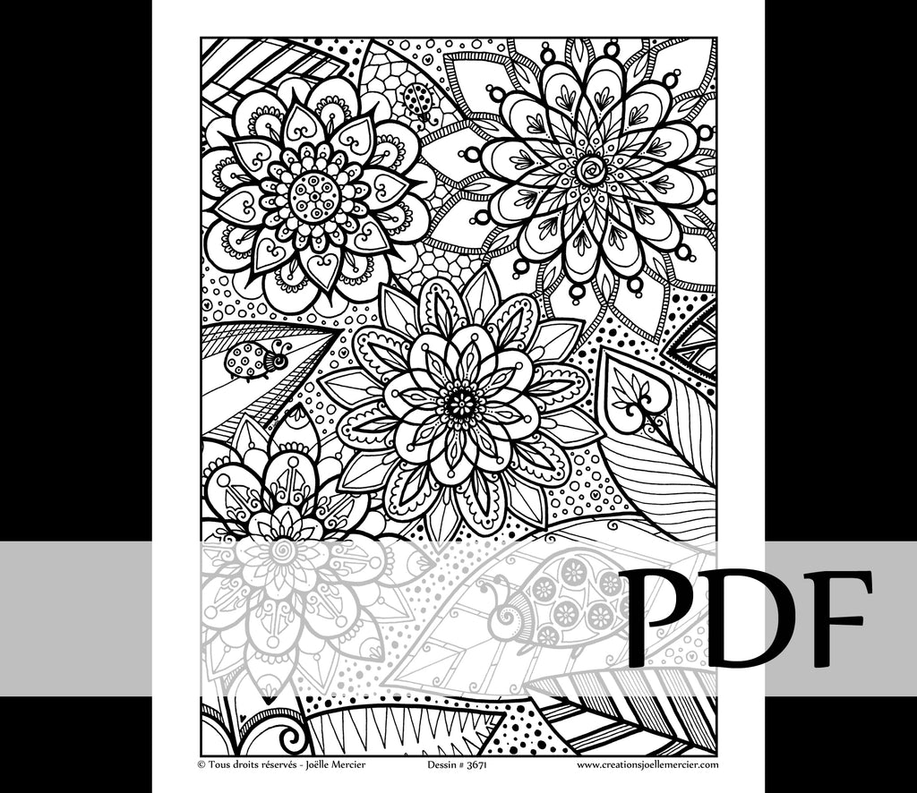 Téléchargement instantané - PDF à imprimer et colorier - Coccinelles #3671