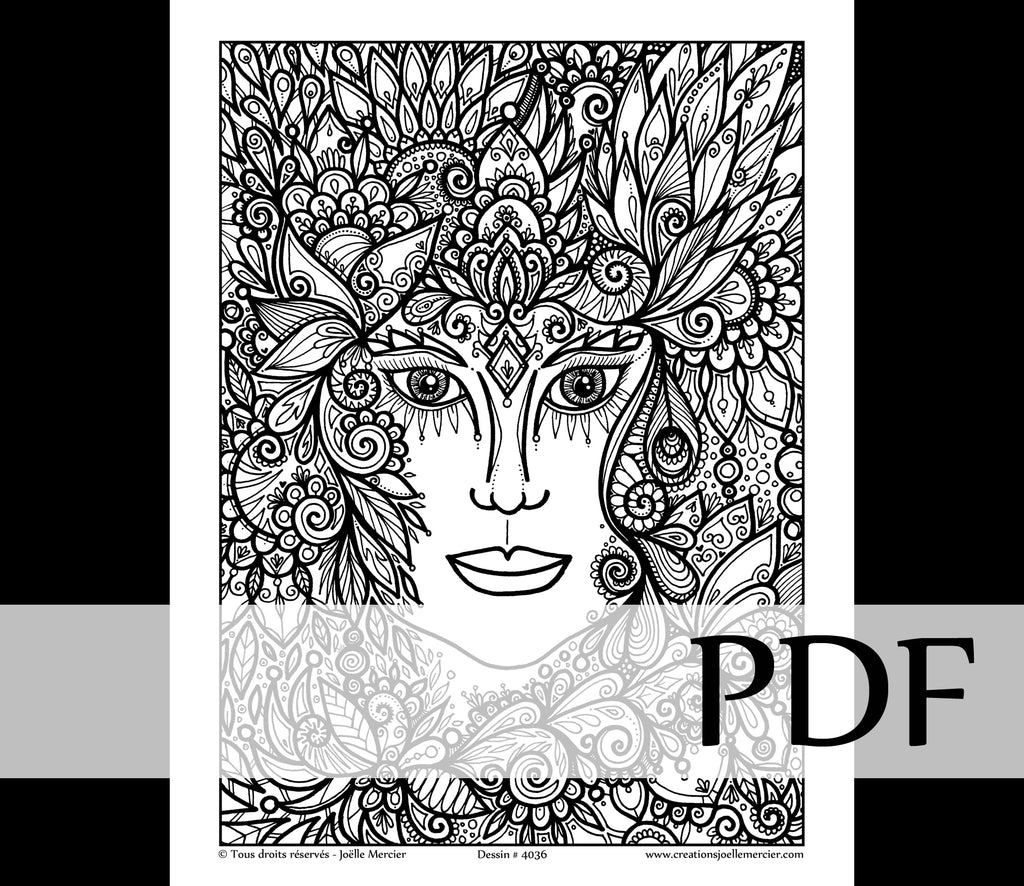 Téléchargement instantané - PDF à imprimer et colorier - Dryade #4036