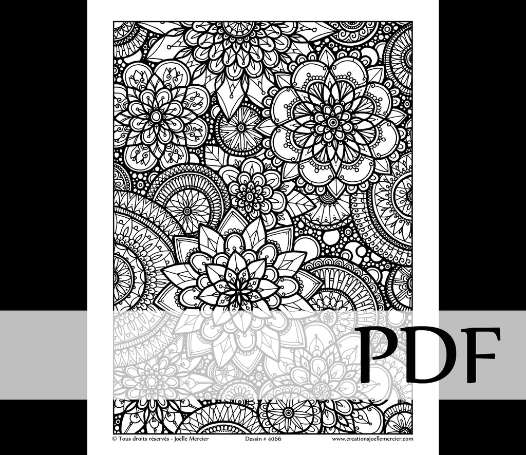 Téléchargement instantané - PDF à imprimer et colorier - Fleurs #4066