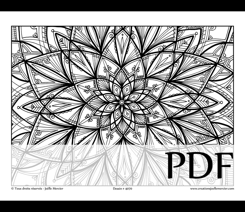 Téléchargement instantané - PDF à imprimer et colorier - Fleur Mandala #4070