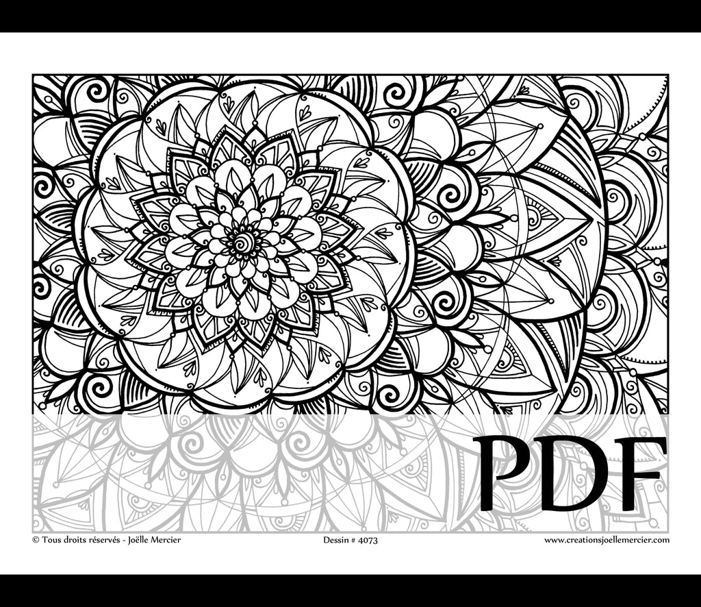 Téléchargement instantané - PDF à imprimer et colorier - Fleur Mandala #4073