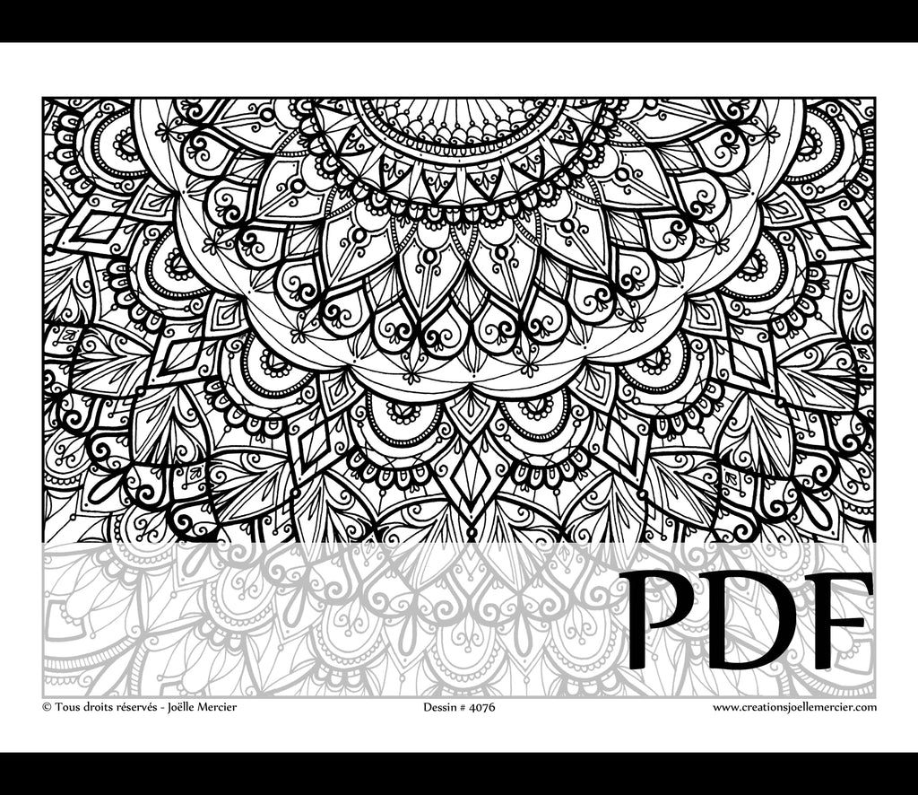 Téléchargement instantané - PDF à imprimer et colorier - Fleur Mandala #4076