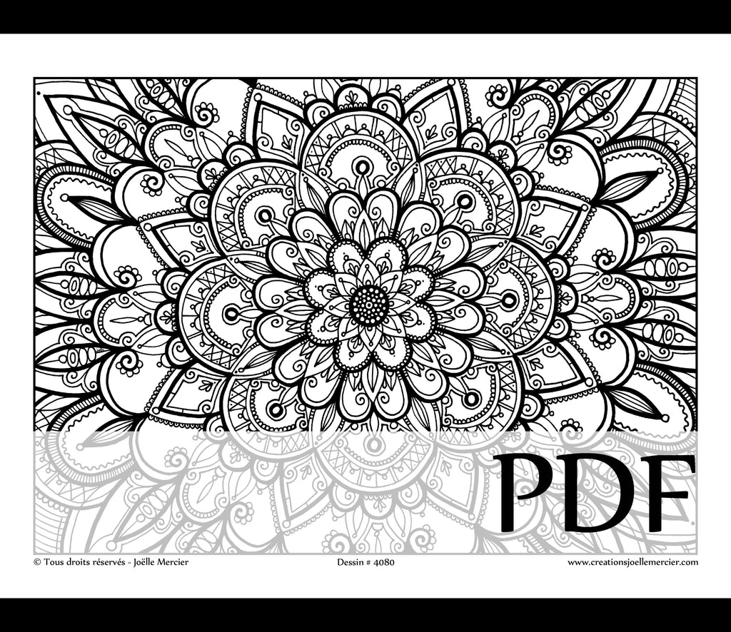 Téléchargement instantané - PDF à imprimer et colorier - Fleur Mandala #4080