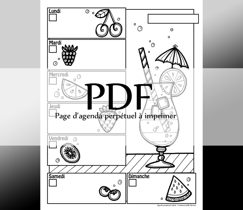 Page #5003 Agenda perpétuel - Téléchargement instantané - PDF à imprimer, COCKTAIL JUS DE FRUITS