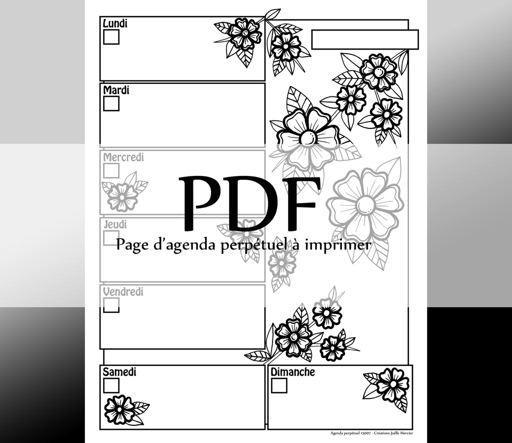 Page #5007 Agenda perpétuel - Téléchargement instantané - PDF à imprimer, FLEURS DE PRINTEMPS