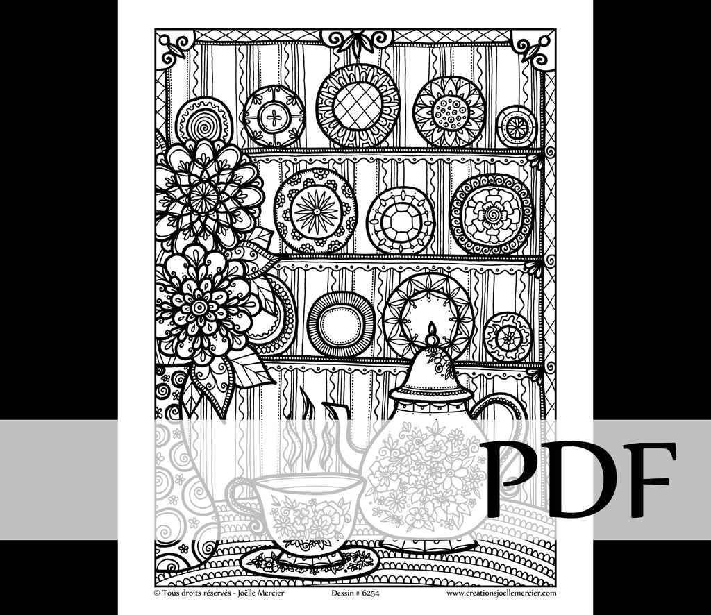 Téléchargement instantané - PDF à imprimer et colorier - COLLECTION D'ASSIETTES #6254