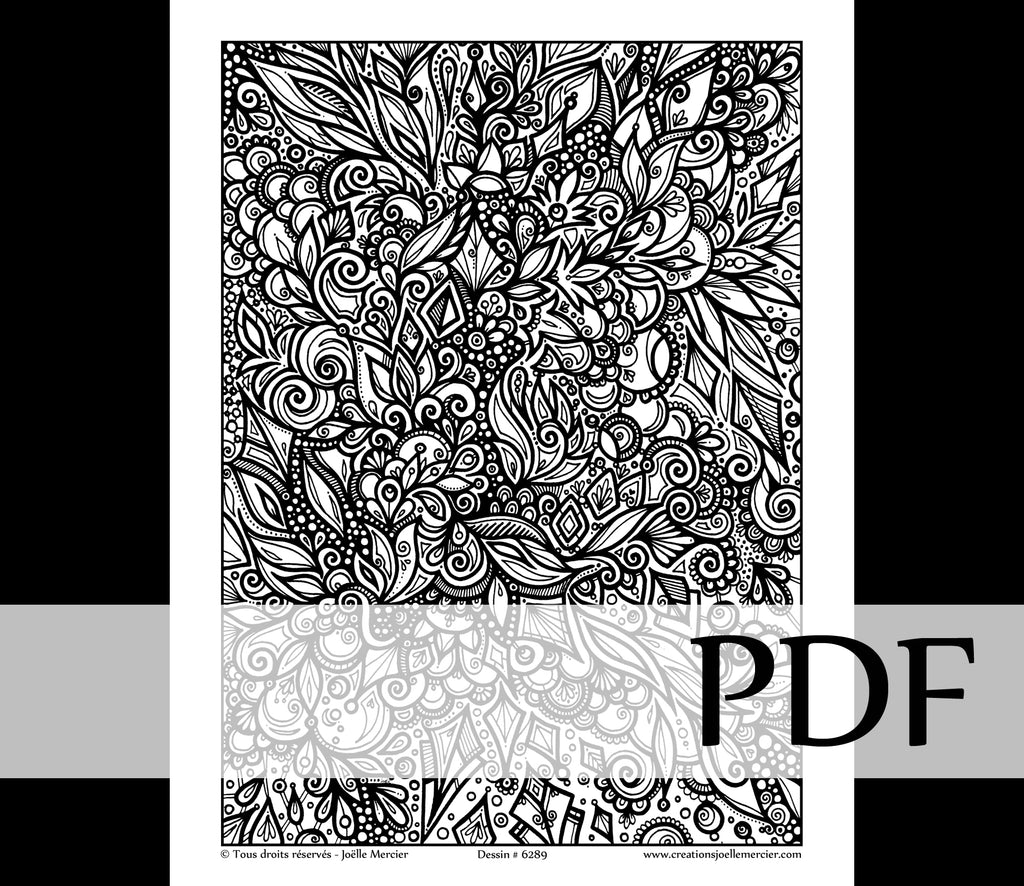 Téléchargement instantané - PDF à imprimer et colorier - abstrait, CHAOS FLORAL #6289