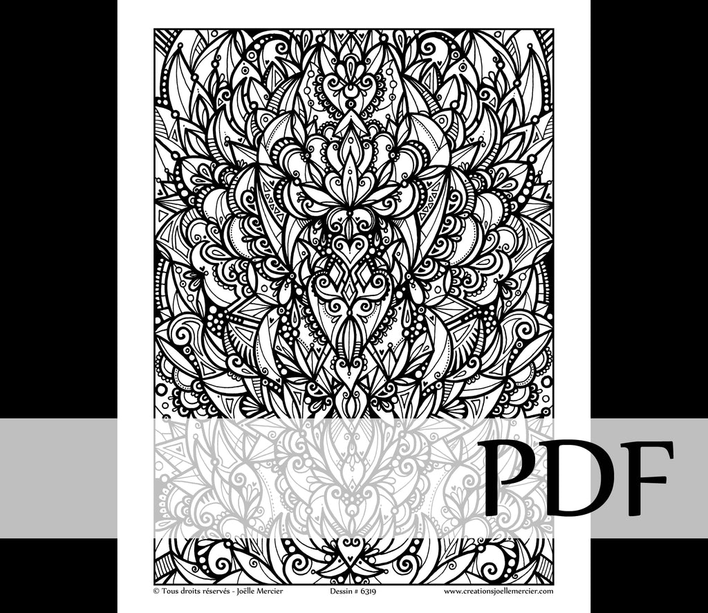 Téléchargement instantané - PDF à imprimer et colorier - SYMÉTRIE #6319, abstrait