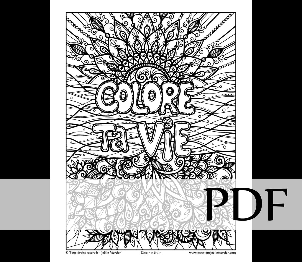 Téléchargement instantané - PDF à imprimer et colorier - COLORE TA VIE #6595