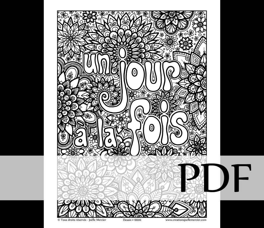 Téléchargement instantané - PDF à imprimer et colorier - UN JOUR À LA FOIS #6600