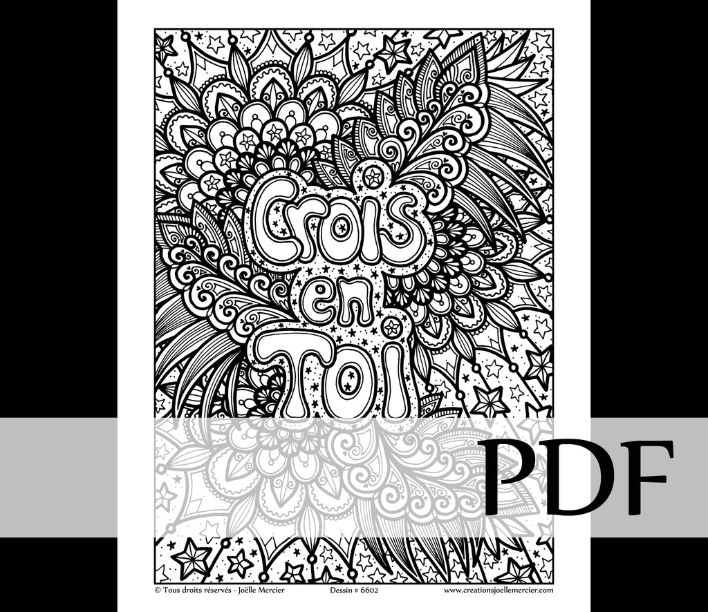 Téléchargement instantané - PDF à imprimer et colorier - CROIS EN TOI #6602