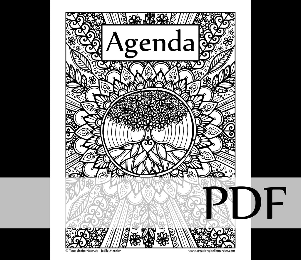 Couverture Agenda perpétuel - Téléchargement instantané - PDF à imprimer, #6707 ARBRE DE VIE