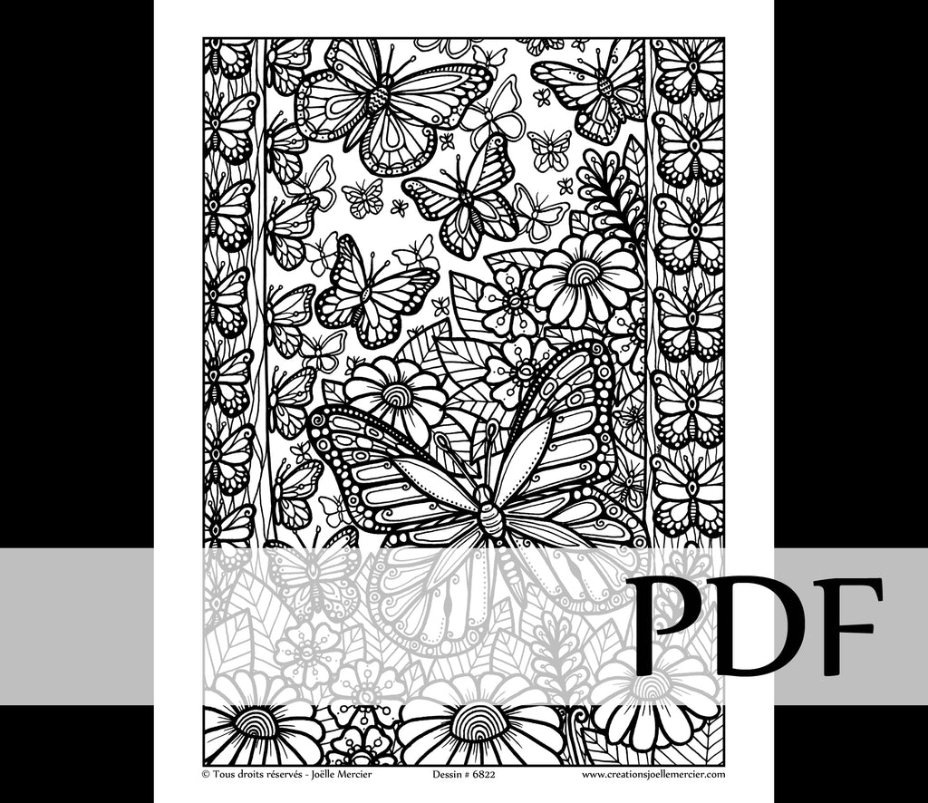 Téléchargement instantané - PDF à imprimer et colorier - MIGRATION DES MONARQUES #6822, papillons