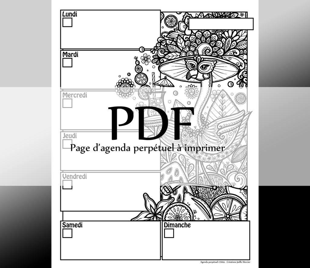 Page #7004 Agenda perpétuel - Téléchargement instantané - PDF à imprimer, FLAMANT FRUITÉ 7631