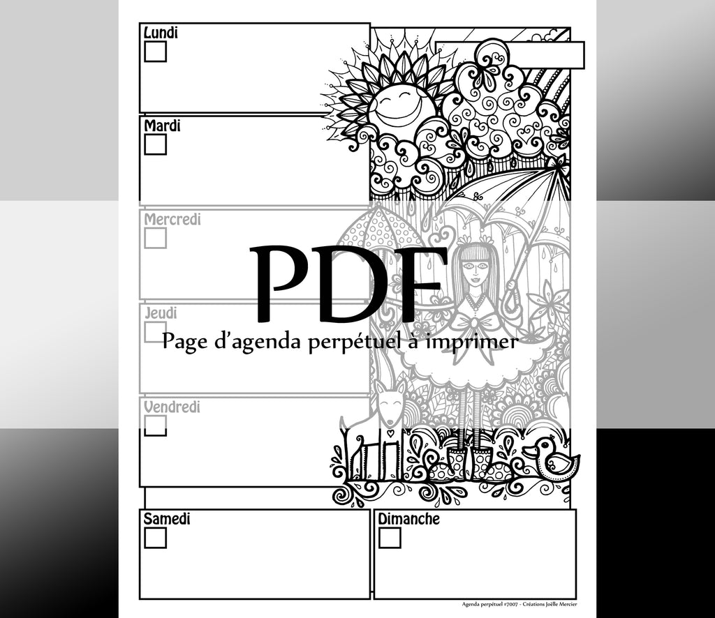 Page #7007 Agenda perpétuel - Téléchargement instantané - PDF à imprimer, JOUR DE PLUIE 4254